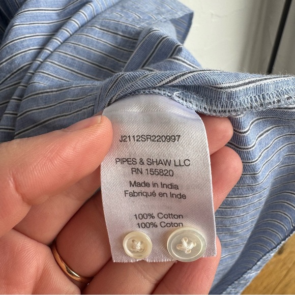 Veronica Beard Blue Pinstripe Babydoll Shirt Dress - Picture 4 of 4